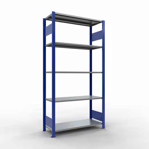 Grundregal, Fachbodenregal Stecksystem MULTIplus150, 2000 x 1000 x 400 mm (HxBxT), 5 Fachböden, Längenriegel, RAL 5010 enzianblau/verzinkt von der Marke Schulte Lagertechnik Grundregal, Fachbodenregal Stecksystem MULTIplus150, 2000 x 1000 x 400 mm (HxBxT), 5 Fachböden, Längenriegel, RAL 5010 enzianblau/verzinkt aus der Kategorie Grundregal mit der Artikelnummer 12740-LR-B