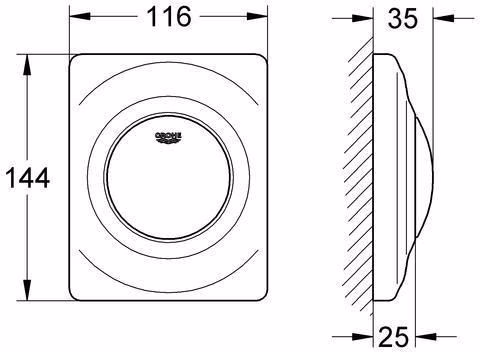 Urinal-Betätigung Surf 116x144mm alpinweiß GROHE
