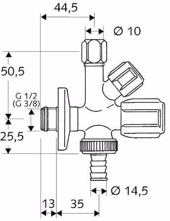Kombinations-Eckventil COMFORT chrom, ohne ASAG 1/2Zoll SCHELL