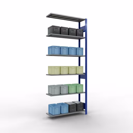 Produktbild Nr 15 des Artikels Anbauregal, Fachbodenregal Stecksystem MULTIplus85, 2500 x 1000 x 300 mm (HxBxT), 6 Fachböden, Längenriegel, RAL 5010 enzianblau Abbildung Nr 15 des Artikels Anbauregal, Fachbodenregal Stecksystem MULTIplus85, 2500 x 1000 x 300 mm (HxBxT), 6 Fachböden, Längenriegel, RAL 5010 enzianblau aus der Produktgruppe Stecksystem von der Marke Schulte Lagertechnik