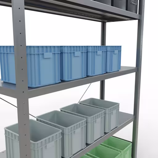 Produktbild Nr 13 des Artikels Stecksystem Grundregal 2000x1300x400 mm, Typ 250 kg, verzinkt Abbildung Nr 13 des Artikels Stecksystem Grundregal 2000x1300x400 mm, Typ 250 kg, verzinkt aus der Produktgruppe Stecksystem von der Marke Schulte Lagertechnik