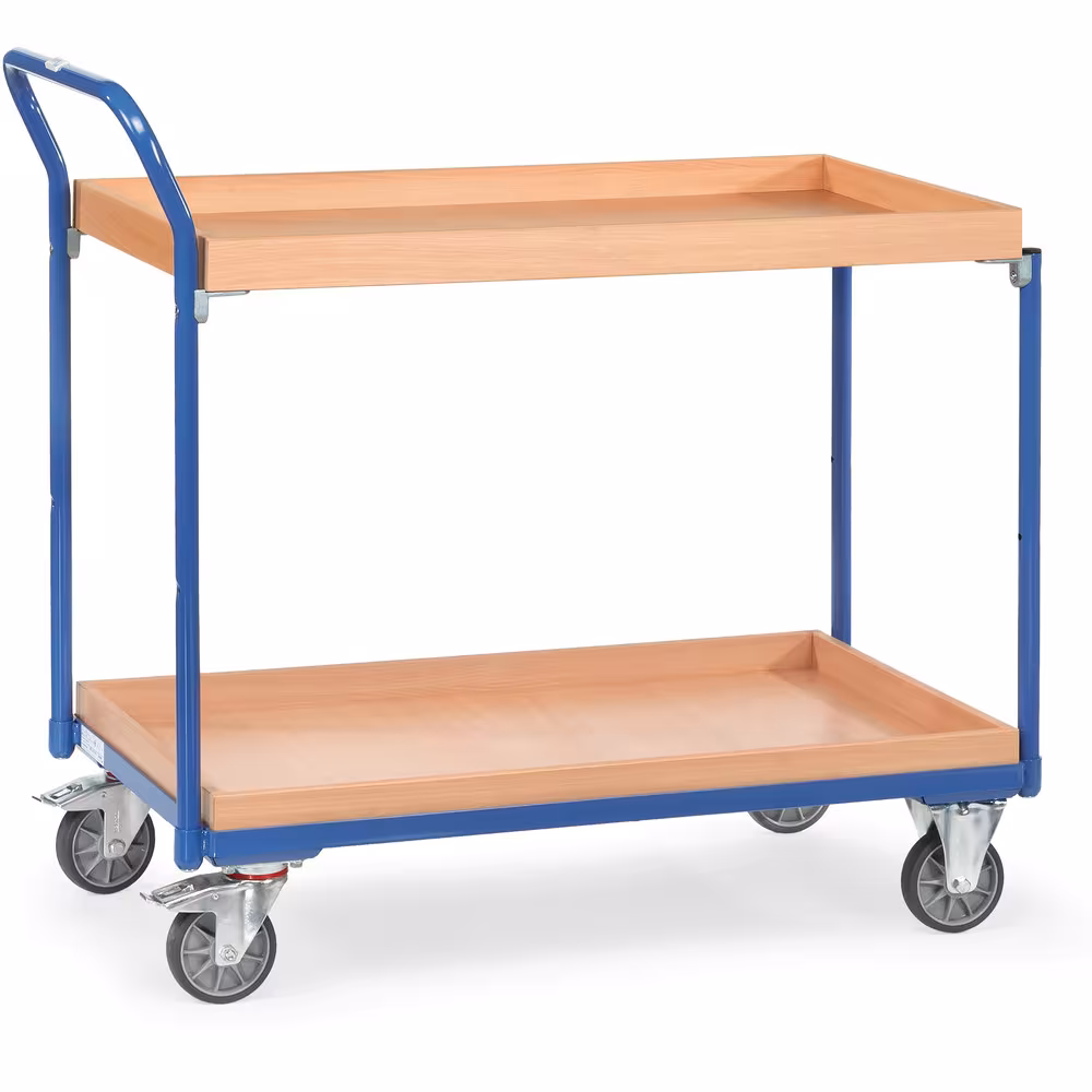 Tischwagen 300 kg 2 Etagen Stahlrohr und Profilstahl geschweißt, pulverbeschichtet brillantblau RAL 5007 aus der Kategorie Tischwagen