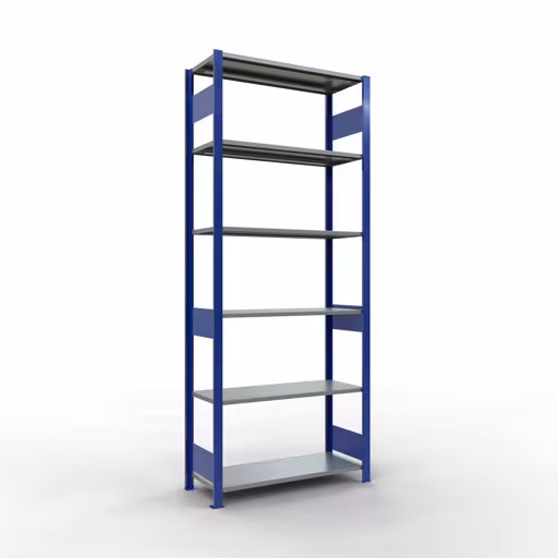 Abbildung Nr 13 des Artikels Grundregal, Fachbodenregal Stecksystem MULTIplus85, 2500 x 1000 x 400 mm (HxBxT), 6 Fachböden, Längenriegel, RAL 5010 enzianblau aus der Produktgruppe Stecksystem von der Marke Schulte Lagertechnik