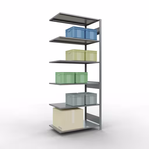 Produktbild Nr 13 des Artikels Anbauregal, Fachbodenregal Stecksystem MULTIplus85, 2500 x 1000 x 600 mm (HxBxT), 6 Fachböden, Längenriegel, verzinkt Abbildung Nr 13 des Artikels Anbauregal, Fachbodenregal Stecksystem MULTIplus85, 2500 x 1000 x 600 mm (HxBxT), 6 Fachböden, Längenriegel, verzinkt aus der Produktgruppe Stecksystem von der Marke Schulte Lagertechnik