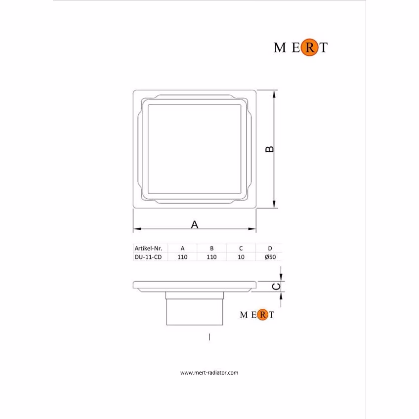 Ohne Text 3963733 Scarico a pavimento piatto Mert con coperchio in vetro temperato Bianco