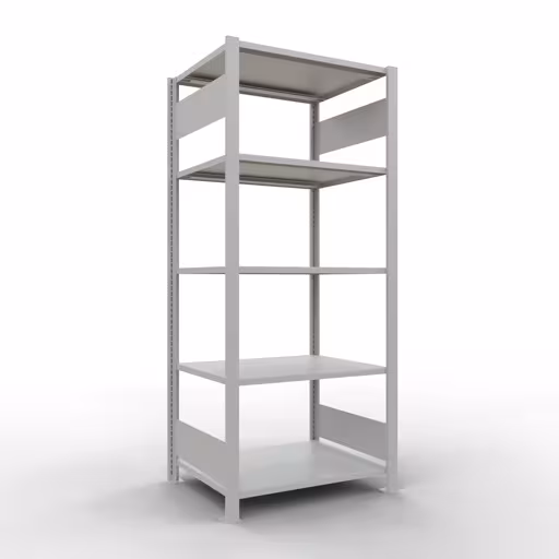 Grundregal, Büro-Fachbodenregal Stecksystem MULTIplus150, 1800 x 750 x 600 mm (HxBxT), 5 Fachböden, Längenriegel, ohne Mittelanschlag, lichtgrau aus der Kategorie Stecksystem mit der Artikelnummer 36054