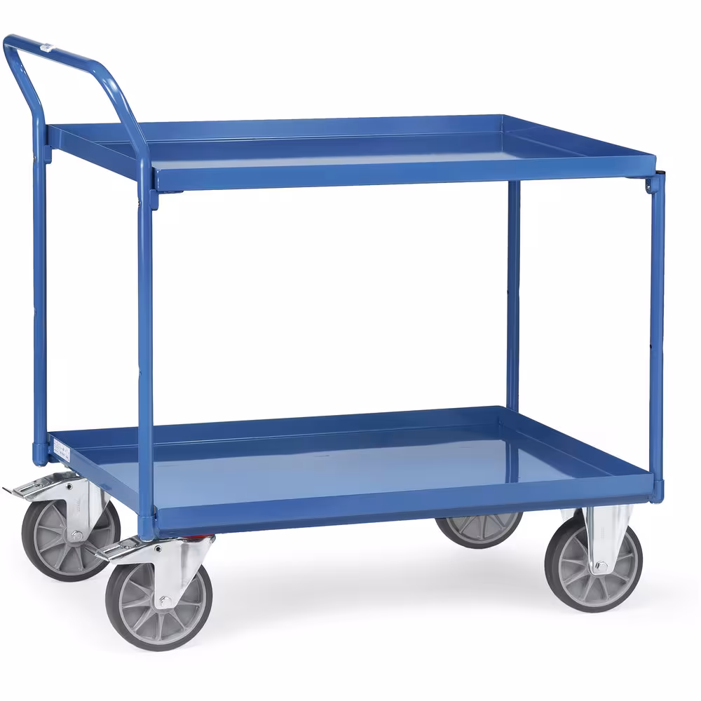 Tischwagen 4920 Breite 500 mm, Länge 850 mm von der Marke Fetra Tischwagen Wannen 400 kg 2 Etagen mit 2 Stahlblechwannen, Stahlrohrbügel und Stahlblechwannen verschraubt, Wannen öldicht Typ Ladeflächenbreite: 500 mm aus der Kategorie Tischwagen mit der Artikelnr. 4920