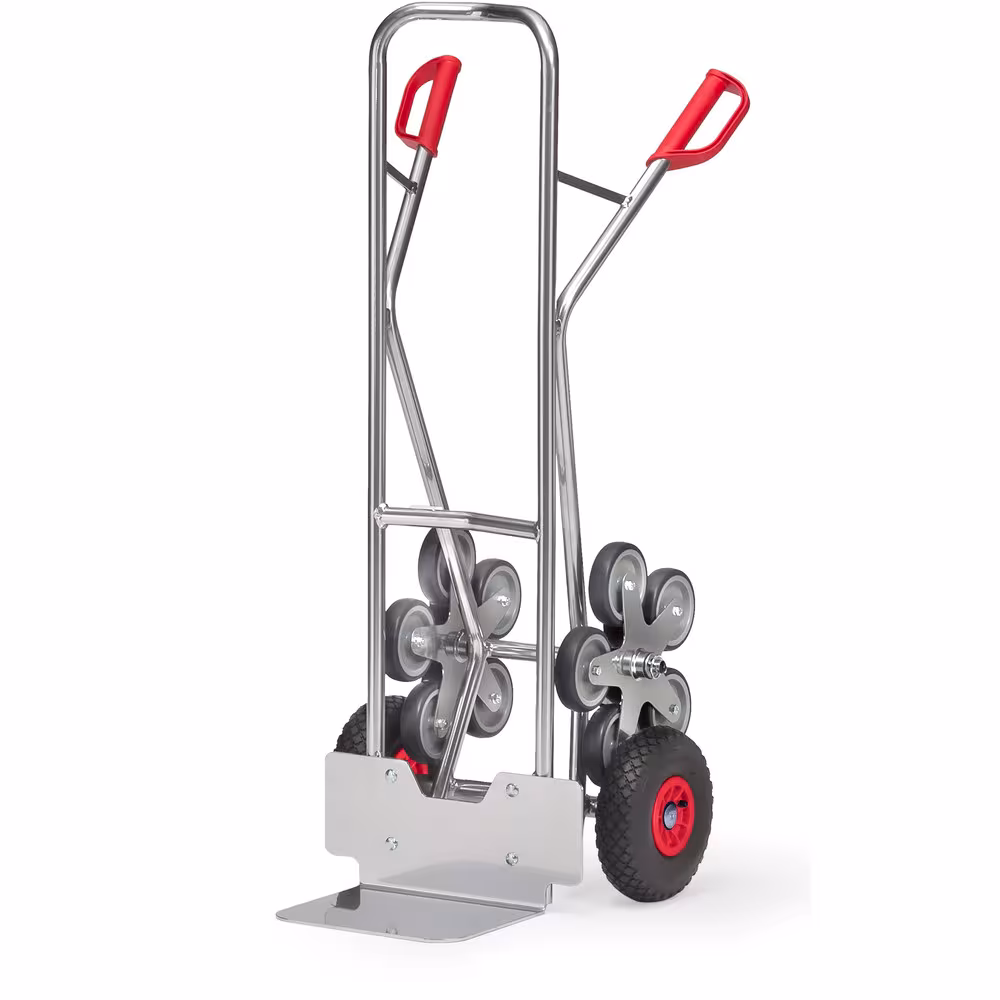Alu-Treppenkarre AK1327 Schaufelbreite 320 mm, Schaufeltiefe 250 mm von der Marke Fetra Alu-Treppenkarre 5-Rad Sicherheitsgriffe, mit 2 Lufträdern, Kunststoff-Felgen, Naben mit Rollenlagerung und 2 fünfarmigen Radsternen Typ Schaufelbreite: 320 mm aus der Kategorie Karren mit der Artikelnr. AK1327