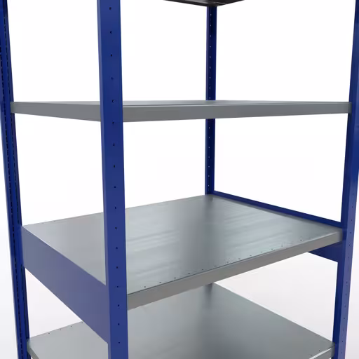 Abbildung Nr 13 des Artikels Grundregal, Fachbodenregal Stecksystem MULTIplus330, 2500 x 1000 x 800 mm (HxBxT), 6 Fachböden, Kreuzstrebe, RAL 5010 enzianblau/verzinkt aus der Produktgruppe Stecksystem von der Marke Schulte Lagertechnik