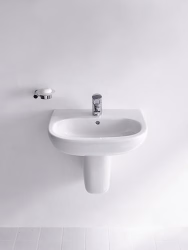 Detailbild 3990618 Waschtisch D-Code 550x430mm weiß 1 Hahnloch, mit Überlauf DURAVIT