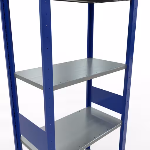 Grundregal, Fachbodenregal Stecksystem MULTIplus150, 3000 x 750 x 400 mm (HxBxT), 7 Fachböden, Längenriegel, RAL 5010 enzianblau/verzinkt/verzinkt von Schulte Lagertechnik mit der Artikelnr. 12742-75-LR-B