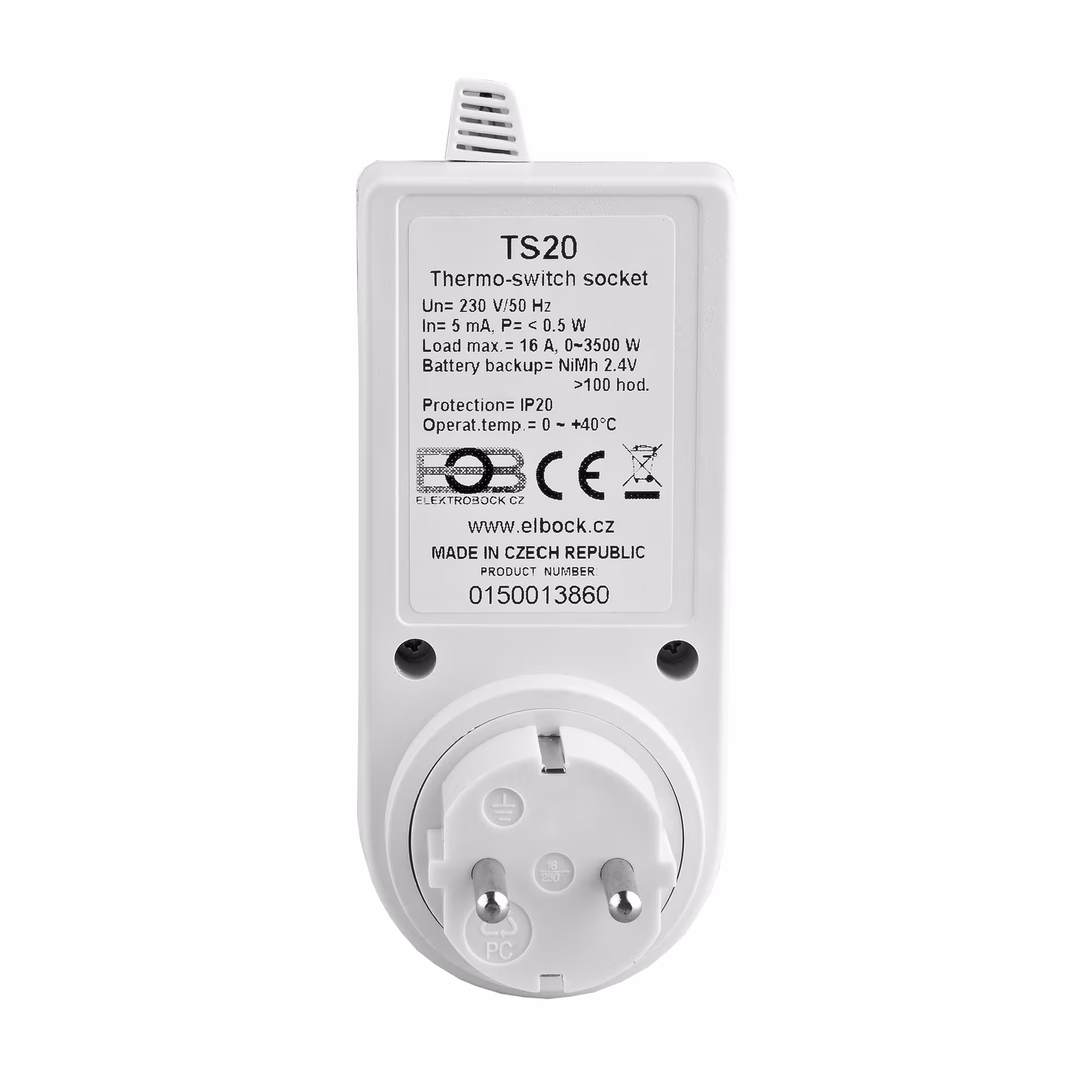 Thermoschaltsteckdose TS20 von Elektrobock mit der Artikelnr. 73001