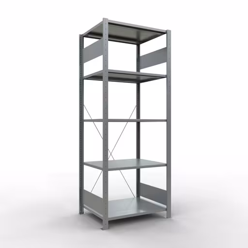 Grundregal, Fachbodenregal Stecksystem MULTIplus150, 2000 x 750 x 600 mm (HxBxT), 5 Fachböden, Kreuzstrebe, verzinkt von der Marke Schulte Lagertechnik Grundregal, Fachbodenregal Stecksystem MULTIplus150, 2000 x 750 x 600 mm (HxBxT), 5 Fachböden, Kreuzstrebe, verzinkt aus der Kategorie Grundregal mit der Artikelnummer 12760-75