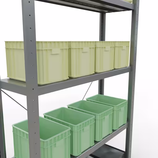 Andere Ansicht des Artikels Grundregal, Fachbodenregal Stecksystem MULTIplus250, 2000 x 1000 x 300 mm (HxBxT), 5 Fachböden, Kreuzstrebe, verzinkt Andere Ansicht des Artikels Grundregal, Fachbodenregal Stecksystem MULTIplus250, 2000 x 1000 x 300 mm (HxBxT), 5 Fachböden, Kreuzstrebe, verzinkt aus der Kategorie Stecksystem