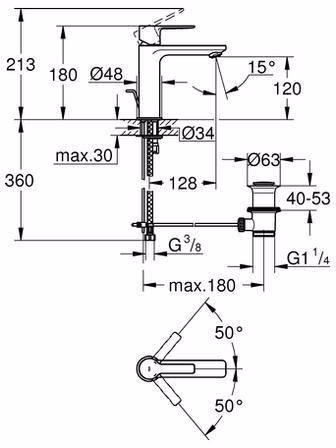 GROHE Einhand-Waschtischbatterie Lineare 32114_1 S-Size Temperaturbegrenzer chrom