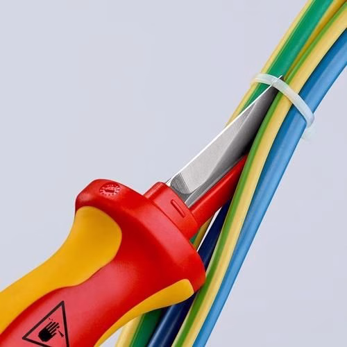 Detailbild 4028171 Kabelmesser Länge 190mm Klingenlänge 50mm Klingenrücken mit Kunststoff-Überzug VDE68g Mehrkomponenten-Griff KNIPEX