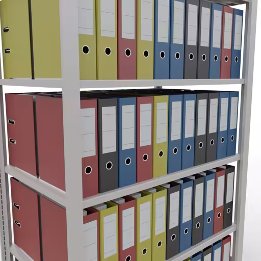 Weitere Ansicht des Artikels Grundregal, Büro-Fachbodenregal Stecksystem MULTIplus150, 2000 x 1000 x 600 mm (HxBxT), 6 Fachböden, Längenriegel, ohne Mittelanschlag, lichtgrau aus der Kategorie Büroregale