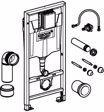Technische Zeichnung 4071622 WC-Element Rapid SL Bauhöhe 1,13 m, mit Spülstromdrossel Spülkasten GD 2 GROHE
