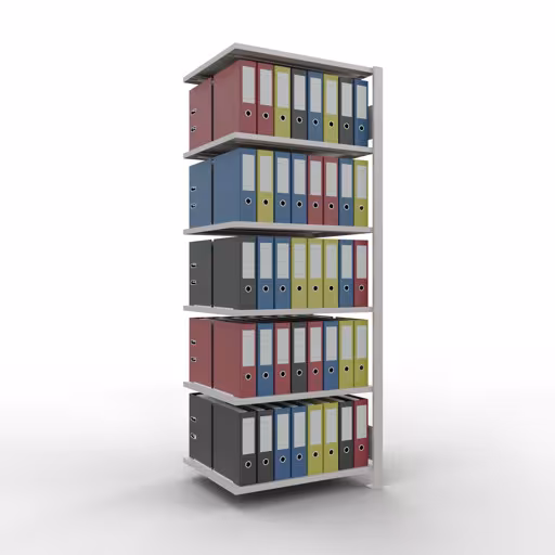 Anbauregal, Büro-Fachbodenregal Stecksystem MULTIplus150, 2000 x 750 x 600 mm (HxBxT), 6 Fachböden, Längenriegel, ohne Mittelanschlag, lichtgrau von der Marke Schulte Lagertechnik aus der Produktreihe Büroregale