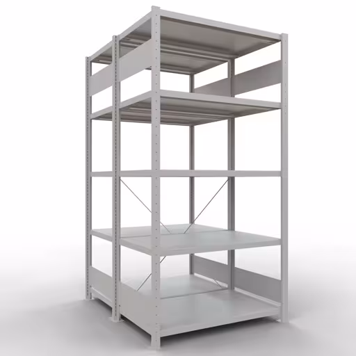 Grundregal, Doppelregal, Fachbodenregal Stecksystem MULTIplus250, 2000 x 1000 x (2x600) mm (HxBxT), 2x5 Fachböden, Kreuzstrebe, RAL 7035 lichtgrau von der Marke Schulte Lagertechnik Grundregal, Doppelregal, Fachbodenregal Stecksystem MULTIplus250, 2000 x 1000 x (2x600) mm (HxBxT), 2x5 Fachböden, Kreuzstrebe, RAL 7035 lichtgrau aus der Kategorie Doppelregale mit der Artikelnummer 32160-G