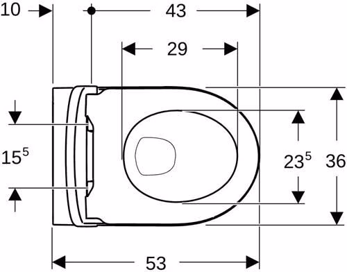 Technische Zeichnung 4065560 Geberit iCon Set Wand-WC mit WC-Sitz, Rimfree Tiefspüler, geschlossene Form, Tiefe: 53cm, weiß