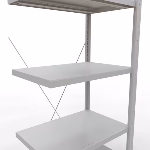 Produktbild Nr 13 des Artikels Anbauregal, Fachbodenregal Stecksystem MULTIplus250, 2000 x 750 x 500 mm (HxBxT), 5 Fachböden, Kreuzstrebe, RAL 7035 lichtgrau Abbildung Nr 13 des Artikels Anbauregal, Fachbodenregal Stecksystem MULTIplus250, 2000 x 750 x 500 mm (HxBxT), 5 Fachböden, Kreuzstrebe, RAL 7035 lichtgrau aus der Produktgruppe Stecksystem von der Marke Schulte Lagertechnik