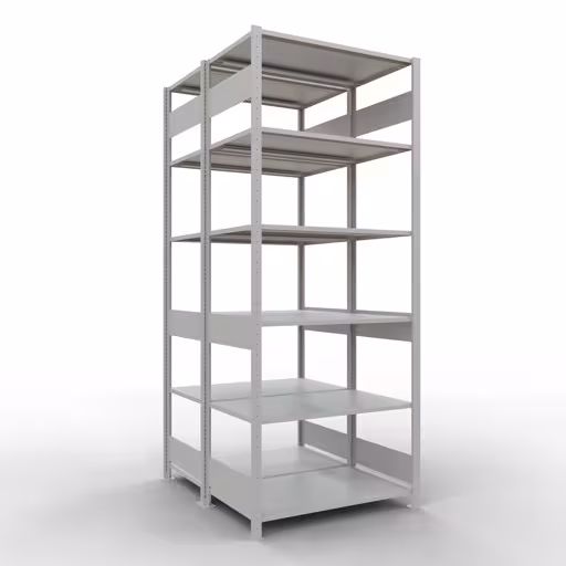 Grundregal, Doppelregal, Fachbodenregal Stecksystem MULTIplus150, 2500 x 1000 x (2x600) mm (HxBxT), 2x6 Fachböden, Längenriegel, RAL 7035 lichtgrau von der Marke Schulte Lagertechnik Grundregal, Doppelregal, Fachbodenregal Stecksystem MULTIplus150, 2500 x 1000 x (2x600) mm (HxBxT), 2x6 Fachböden, Längenriegel, RAL 7035 lichtgrau aus der Kategorie Doppelregale mit der Artikelnummer 33161