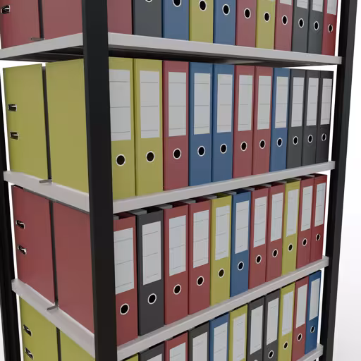 Abbildung Nr 11 des Artikels Grundregal, Büro-Fachbodenregal Stecksystem MULTIplus150, 2300 x 1000 x 600 mm (HxBxT), 7 Fachböden, Längenriegel, mit Mittelanschlag, schwarz/lichtgrau aus der Produktgruppe Büroregale von der Marke Schulte Lagertechnik