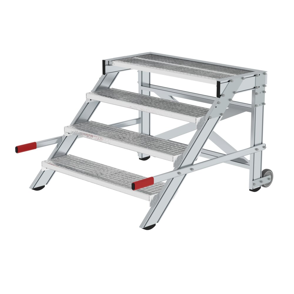 Munk Arbeitspodest fahrbar, Stufenbreite 800 mm, Stahl-Gitterrost aus der Kategorie Podesttreppen mit der Artikelnr. 050440