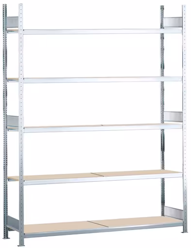 Grundregal, Weitspannregal WS 2000 mit Spanplatten, 3000 x 1500 x 600 mm (HxBxT), verzinkt, 5 Ebenen, Fachlast 400 kg, Feldlast 2.000 kg von der Marke Schulte Lagertechnik Grundregal, Weitspannregal WS 2000 mit Spanplatten, 3000 x 1500 x 600 mm (HxBxT), verzinkt, 5 Ebenen, Fachlast 400 kg, Feldlast 2.000 kg aus der Kategorie WS2000 für Fachlasten bis 400kg mit der Artikelnummer 15754