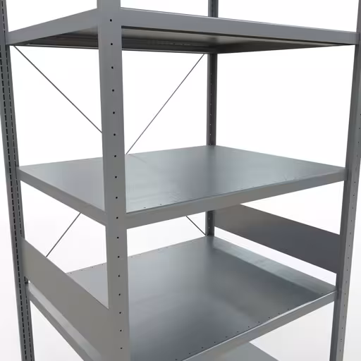 Produktbild Nr.7 des Artikels Grundregal, Fachbodenregal Stecksystem MULTIplus250, 3000 x 1000 x 800 mm (HxBxT), 7 Fachböden, Kreuzstrebe, verzinkt aus der Produktreihe Stecksystem von der Marke Schulte Lagertechnik