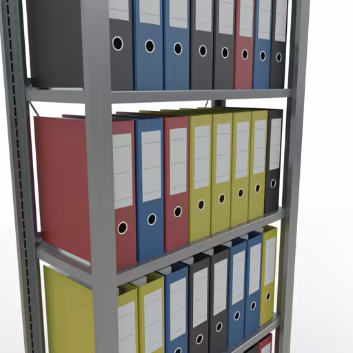 Abbildung Nr 15 des Artikels Grundregal, Büro-Fachbodenregal Stecksystem MULTIplus85, 2000 x 750 x 300 mm (HxBxT), 6 Fachböden, Kreuzstrebe, verzinkt, mit Anschlagleiste aus der Produktgruppe Büroregale von der Marke Schulte Lagertechnik