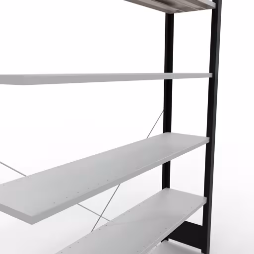 Abbildung Nr 10 des Artikels Anbauregal, Büro-Fachbodenregal Stecksystem MULTIplus85, 2000 x 1300 x 300 mm (HxBxT), 6 Fachböden, Kreuzstrebe, ohne Anschlagleiste, schwarz/lichtgrau aus der Produktgruppe Büroregale von der Marke Schulte Lagertechnik