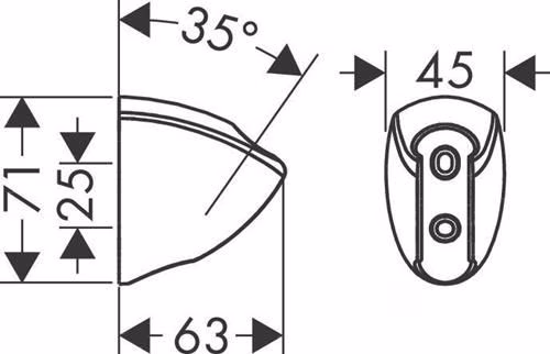 Technische Zeichnung 3974144 Hansgrohe Brausehalter PORTERC für Schlauch mit konischer Mutter chrom
