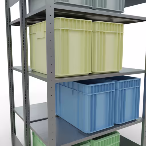 Produktbild Nr 14 des Artikels Grundregal, Doppelregal, Fachbodenregal Stecksystem MULTIplus150, 2000 x 1000 x (2x500) mm (HxBxT), 2x5 Fachböden, Längenriegel, verzinkt Abbildung Nr 14 des Artikels Grundregal, Doppelregal, Fachbodenregal Stecksystem MULTIplus150, 2000 x 1000 x (2x500) mm (HxBxT), 2x5 Fachböden, Längenriegel, verzinkt aus der Produktgruppe Fachbodenregale von der Marke Schulte Lagertechnik