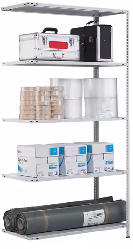 Grundregal, Fachbodenregal Schraubsystem MULTIplus250, 2000 x 750 x 800 mm (HxBxT), RAL 7035 lichtgrau, 5 Fachböden von der Marke Schulte Lagertechnik aus der Produktreihe Schraubsystem