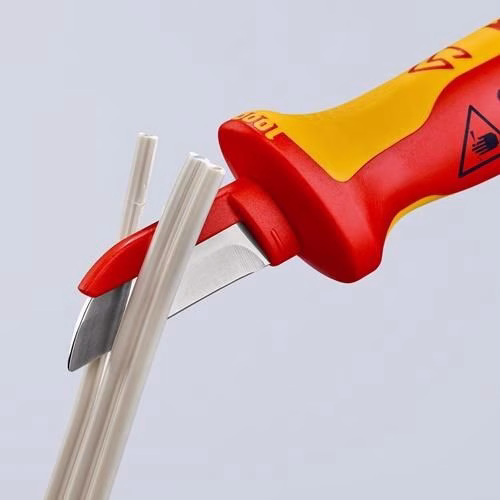Detailbild 4028174 Kabelmesser Länge 190mm Klingenlänge 50mm Klingenrücken mit Kunststoff-Überzug VDE68g Mehrkomponenten-Griff KNIPEX