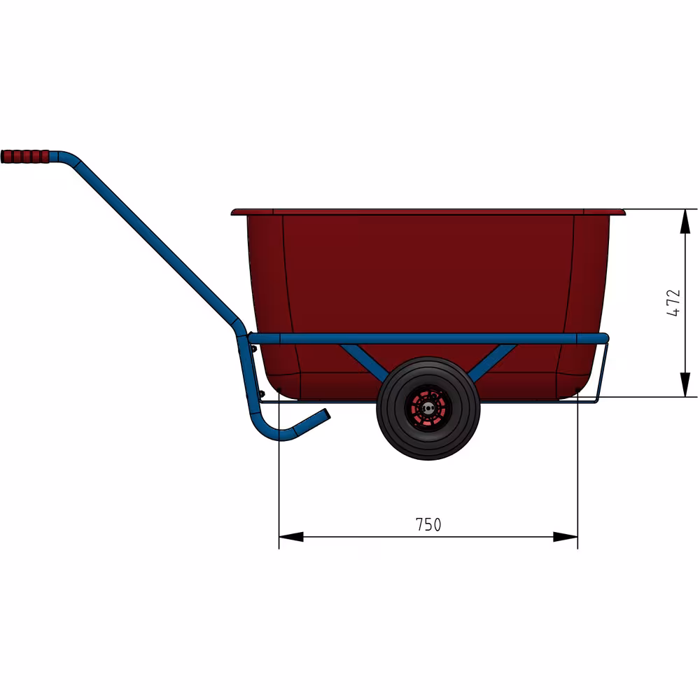 Handwagen 4102V - Vollgummiräder Ø260 mm Breite 425 mm, Länge 750 mm aus der Kategorie Handwagen/Pritschenwagen mit der GTIN 4017976741024 Handwagen leicht Wanne aus Stahlrohr geschweißt, pulverbeschichtet blau RAL 5007, Deichsel anschraubbar von der Marke Fetra aus der Kategorie Handwagen/Pritschenwagen