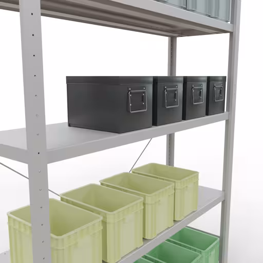 Stecksystem Grundregal 2000x1300x400 mm, Typ 250 kg, lichtgrau mit der GTIN 4004514294463 Stecksystem Grundregal 2000x1300x400 mm, Typ 250 kg, lichtgrau von Schulte Lagertechnik mit der Artikelnr. 32840-130