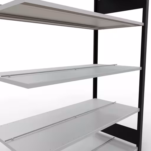 Abbildung Nr 13 des Artikels Anbauregal, Büro-Fachbodenregal Stecksystem MULTIplus150, 1800 x 1300 x 600 mm (HxBxT), 5 Fachböden, Längenriegel, mit Mittelanschlag, schwarz/lichtgrau aus der Produktgruppe Büroregale von der Marke Schulte Lagertechnik