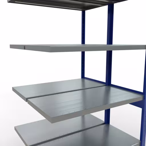 Anbauregal, Doppelregal, Fachbodenregal Stecksystem MULTIplus250, 2500 x 1000 x (2x500) mm (HxBxT), 2x6 Fachböden, Längenriegel, RAL 5010 enzianblau mit der GTIN 4004514296313 Anbauregal, Doppelregal, Fachbodenregal Stecksystem MULTIplus250, 2500 x 1000 x (2x500) mm (HxBxT), 2x6 Fachböden, Längenriegel, RAL 5010 enzianblau von Schulte Lagertechnik mit der Artikelnr. 33256-B