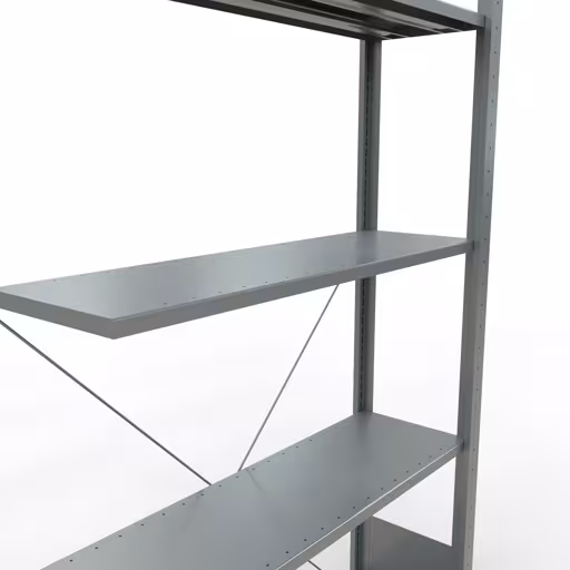 Anbauregal, Fachbodenregal Stecksystem MULTIplus150, 2000 x 1000 x 300 mm (HxBxT), 5 Fachböden, Kreuzstrebe, verzinkt von Schulte Lagertechnik aus der Kategorie Stecksystem