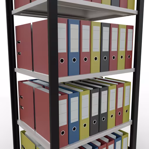 Abbildung Nr 10 des Artikels Grundregal, Büro-Fachbodenregal Stecksystem MULTIplus150, 1800 x 750 x 600 mm (HxBxT), 5 Fachböden, Längenriegel, ohne Mittelanschlag, schwarz/lichtgrau aus der Produktgruppe Büroregale von der Marke Schulte Lagertechnik
