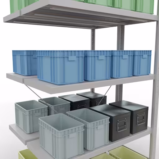 Anbauregal, Doppelregal, Fachbodenregal Stecksystem MULTIplus250, 2000 x 1000 x (2x400) mm (HxBxT), 2x5 Fachböden, Kreuzstrebe, RAL 7035 lichtgrau mit der Artikelnr. 32145-A Anbauregal, Doppelregal, Fachbodenregal Stecksystem MULTIplus250, 2000 x 1000 x (2x400) mm (HxBxT), 2x5 Fachböden, Kreuzstrebe, RAL 7035 lichtgrau von Schulte Lagertechnik aus der Kategorie Fachbodenregale