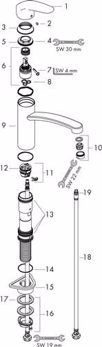 Technische Zeichnung 3983293 Hansgrohe Einhebel-Küchenmischer 160 FOCUS DN 15 chrom