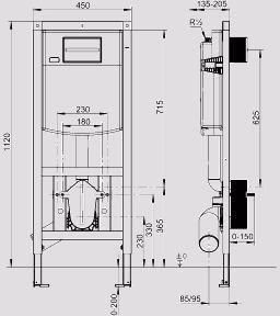Technische Zeichnung 4008067 WC-Element INEO PLUS 450 BH 1120 mm SANIT