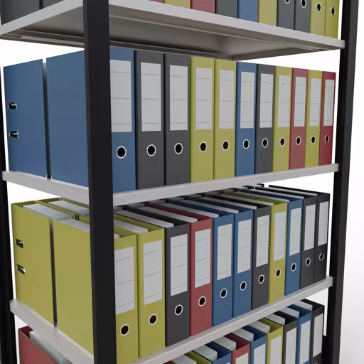 Abbildung Nr 7 des Artikels Grundregal, Büro-Fachbodenregal Stecksystem MULTIplus150, 1800 x 1000 x 600 mm (HxBxT), 5 Fachböden, Längenriegel, ohne Mittelanschlag, schwarz/lichtgrau aus der Produktgruppe Büroregale von der Marke Schulte Lagertechnik