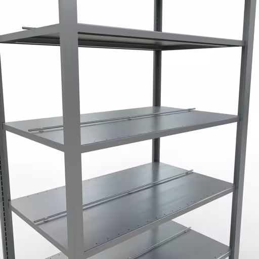 Grundregal, Büro-Fachbodenregal Stecksystem MULTIplus150, 2300 x 1000 x 600 mm (HxBxT), 7 Fachböden, Längenriegel, verzinkt, mit Mittelanschlag von Schulte Lagertechnik aus der Kategorie Büroregale