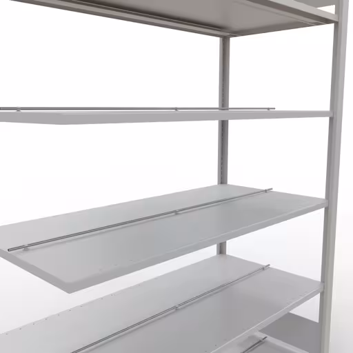 Abbildung Nr 12 des Artikels Anbauregal, Büro-Fachbodenregal Stecksystem MULTIplus150, 2000 x 1300 x 600 mm (HxBxT), 6 Fachböden, Längenriegel, mit Mittelanschlag, lichtgrau aus der Produktgruppe Büroregale von der Marke Schulte Lagertechnik