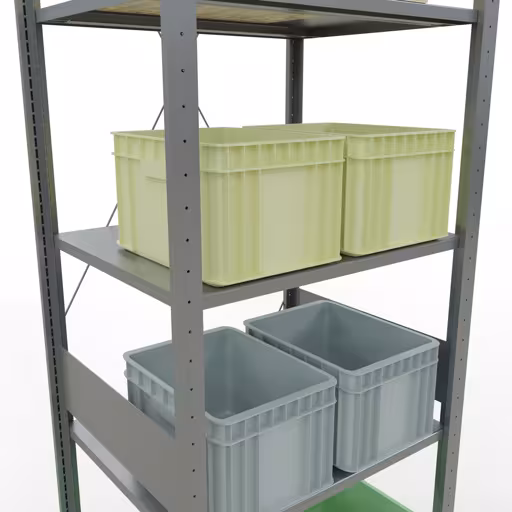 Grundregal, Fachbodenregal Stecksystem MULTIplus150, 3000 x 750 x 600 mm (HxBxT), 7 Fachböden, Kreuzstrebe, verzinkt von Schulte Lagertechnik mit der Artikelnr. 12762-75